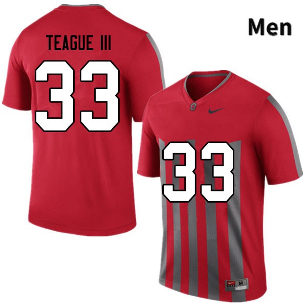 Ohio State Buckeyes Master Teague III Men's #33 Retro Authentic Stitched College Football Jersey